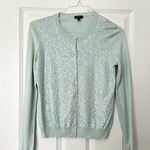 Talbots Pale Mint Sequin Front Cardigan
